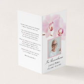 Roze Orchidee Bloemen Witte Begrafenis Gebed Visitekaartje (Buitenkant)