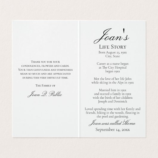 Roze Orchidee Bloemen Witte Begrafenis Gebed Visitekaartje (Binnenkant ongevouwen)