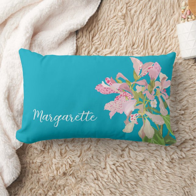 Roze Orchidee Bloemendesign – Elegante Botanische  Kussen (Deken)