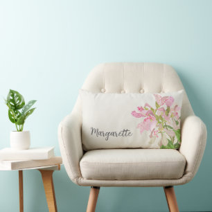 Roze Orchidee Bloemendesign – Elegante Botanische  Kussen