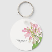 Roze Orchidee Bloemendesign – Elegante Botanische Sleutelhanger (Voorkant)