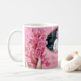 Roze orchidee bloemenkunst  koffiemok