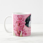 Roze orchidee bloemenkunst  koffiemok (Links)