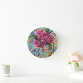 Roze Orchidee Bloemenschildering Ronde Klok (Huis)
