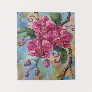 Roze Orchidee Bloemenschildering Wandkleed