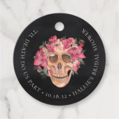 Roze Orchidee Bloemige Schedel Halloween Bruiloft  Bedankjes Labels (Voorkant)