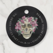 Roze Orchidee Bloemige Schedel Halloween Bruiloft  Bedankjes Labels (Voorkant)