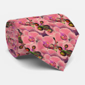 Roze orchidee bloemkunst stropdas (Opgerold)