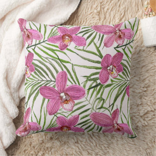 roze orchidee bloempatroon kussen