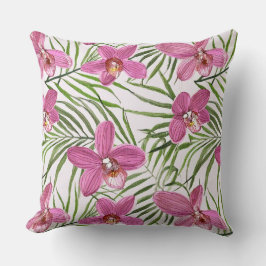 roze orchidee bloempatroon kussen
