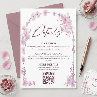 Roze Orchidee Bloemrijke Boog Elegante Trouw Informatiekaartje
