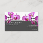 Roze orchidee bloesem elegant grijze rechthoek visitekaartje (Achterkant)