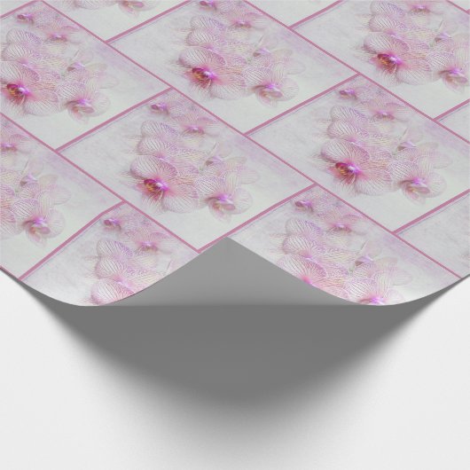 Roze orchidee bloesems cadeaupapier (Hoek)