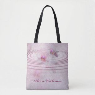Roze orchidee bloesems met vlinder tote bag