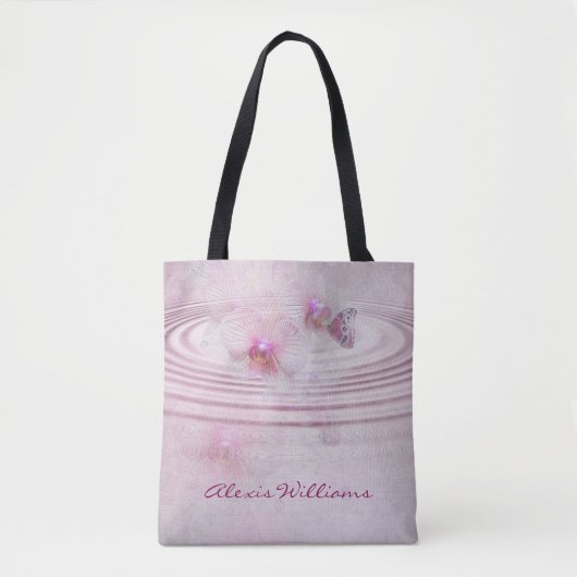 Roze orchidee bloesems met vlinder tote bag (Voorkant)