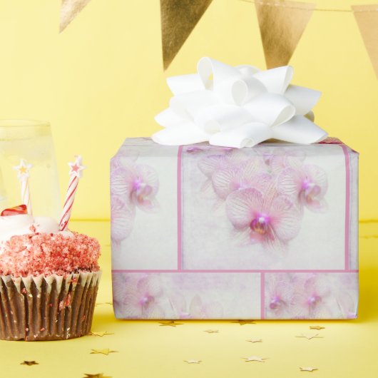 Roze orchidee bloesems Patroon Cadeaupapier (Verjaardagsfeest)