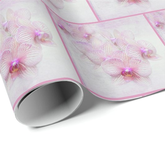 Roze orchidee bloesems Patroon Cadeaupapier (Rol Hoek)