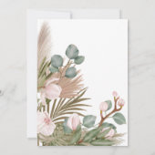 Roze Orchidee & Boho Droge Bladeren Krans Bruidsdi Kaart (Achterkant)