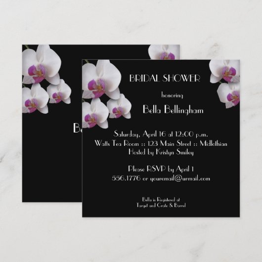 Roze orchidee bridal Shower Invitation Kaart (Voorkant / Achterkant)