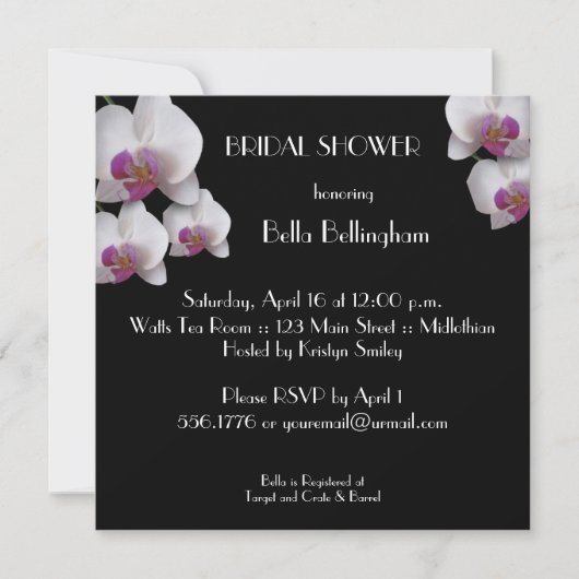 Roze orchidee bridal Shower Invitation Kaart (Voorkant)