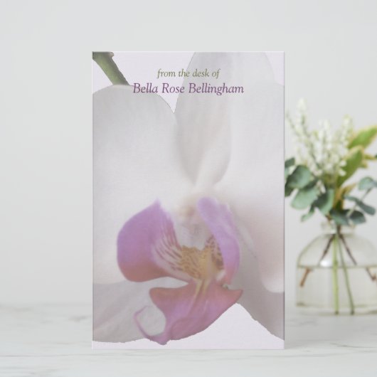 Roze orchidee briefpapier (Staand voorkant)