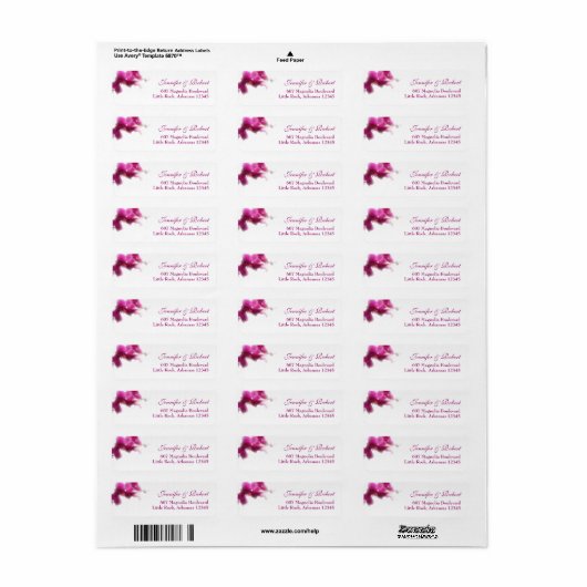 Roze Orchidee bruiloft adres retour label (Full Sheet)