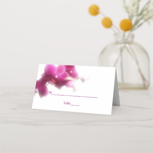 Roze Orchidee Bruiloft Gevouwen Plaats Kaart Plaatskaartje (Voorkant)