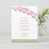 Roze orchidee bruiloft kaart (Staand voorkant)