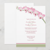 Roze orchidee bruiloft kaart (Voorkant / Achterkant)