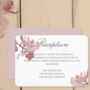 Roze orchidee bruiloft receptie Kaart
