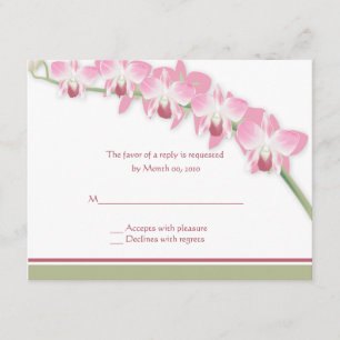 Roze orchidee bruiloft RSVP-kaarten RSVP Kaartje