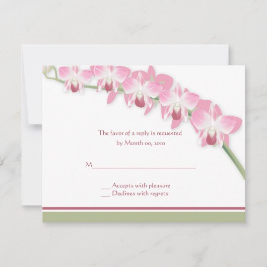 Roze orchidee bruiloft RSVP-kaarten RSVP Kaartje (Voorkant)