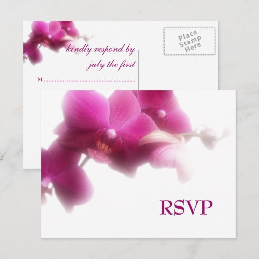 Roze Orchidee bruiloft RSVP Uitnodiging Briefkaart (Voorkant / Achterkant)