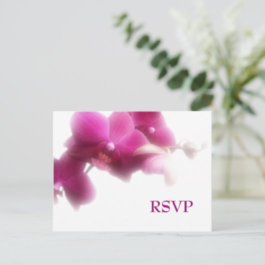 Roze Orchidee bruiloft RSVP Uitnodiging Briefkaart (Staand voorkant)