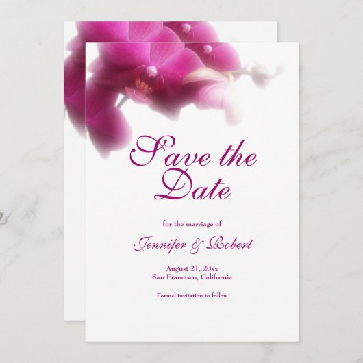 Roze Orchidee Bruiloft Save the Date Aankondiging (Voorkant / Achterkant)