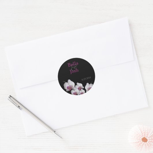 Roze Orchidee bruiloft stickers (Envelop)
