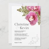 Roze Orchidee bruiloft uitnodiging (Voorkant)