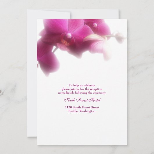 Roze Orchidee bruiloft uitnodiging (Achterkant)