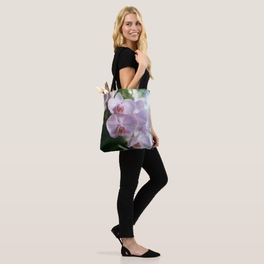 Roze orchidee Canvas tas (Op model)