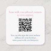 Roze Orchidee Chinoiserie Chic Baby shower QR Code Informatiekaartje (Voorkant)