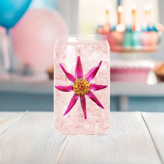 Roze Orchidee Dahlia Bloom Floral Blikvorm Glas (Insitu (Baby Shower))
