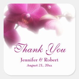 Roze Orchidee Dank Je Vierkante Sticker