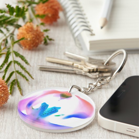 Roze orchidee design Acrylische Sleutelhanger (Voorkant Rechts)