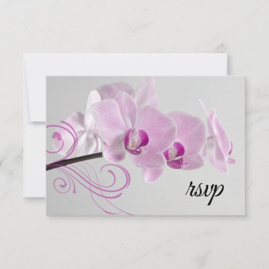 Roze orchidee Elegance Wedding RSVP Respons Kaart (Voorkant)