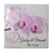 Roze orchidee Elegance Wedding Tile Tegeltje (Voorkant)