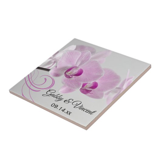Roze orchidee Elegance Wedding Tile Tegeltje (Zijkant)