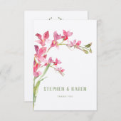 Roze Orchidee Elegante Huwelijk Dankjewel Kaart (Voorkant / Achterkant)