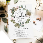 Roze orchidee en Boho Dry Leaves Wreated Vrijgezel Kaart<br><div class="desc">Chic romantic bohemian bridal douche-uitnodiging. Het ontwerp is voorzien van een klassieke witte achtergrond, een bijtende houten hexagon, voorzien van boho roze orchideeën, succulent eucalyptus greenery en boho dry bladeren. De elegante sjabloon is een combinatie van kalligrafieken en serif doopvonten. Al tekst kan gemakkelijk worden gepersonaliseerd gebruikend de verstrekte sjabloon....</div>