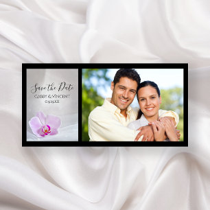 Roze Orchidee en Bruidsfloers Trouw Save the Date