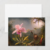 Roze orchidee en drie Hummingvogels Invitatie Kaart (Voorkant / Achterkant)